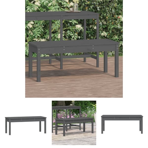 The Living Store havebænk 109x44x45 cm massivt fyrretræ grå -  Havebænke