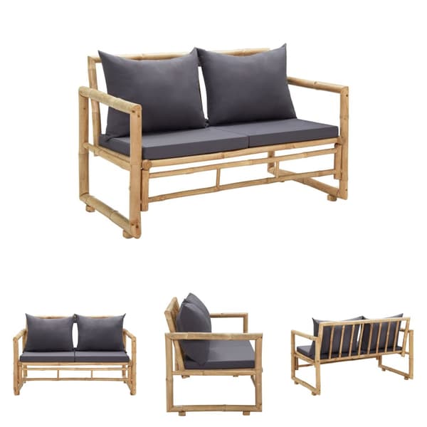 The Living Store havebænk med hynder 115 cm bambus - Havebænke