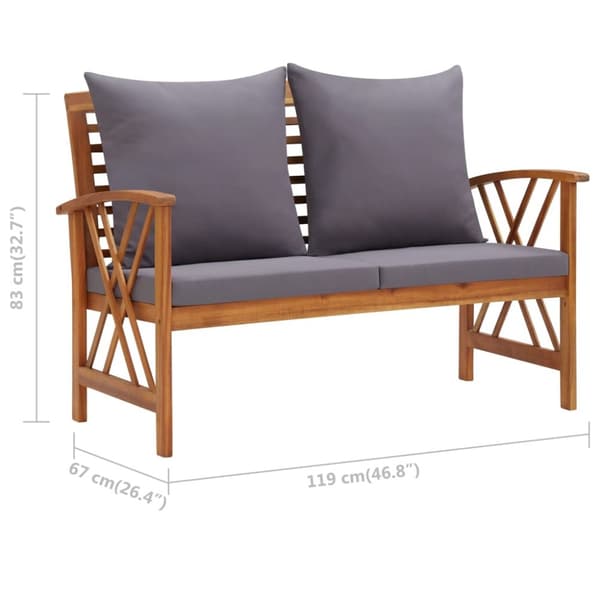 The Living Store havebænk med hynder 119 cm massivt akacietræ -  Havebænke