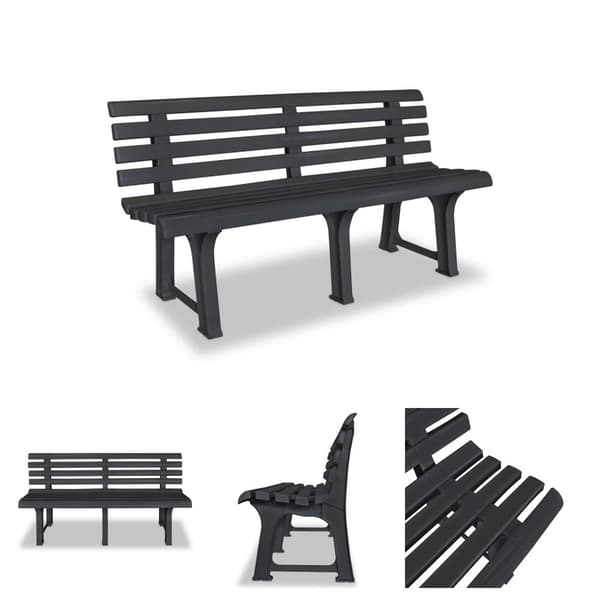 The Living Store Trädgårdsbänk 145,5 cm plast antracit -  Trädgårdsbänkar