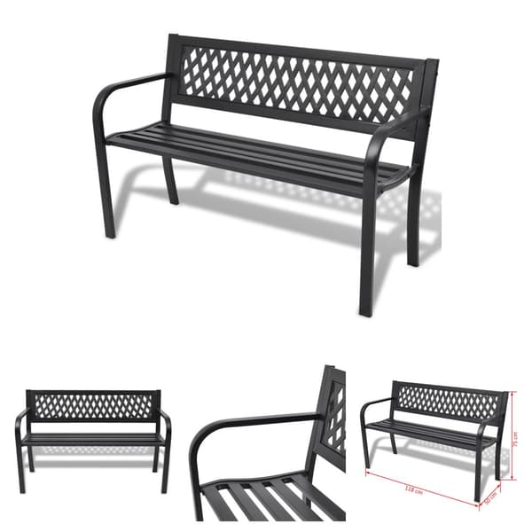 The Living Store havebænk 118 cm stål sort -  Havebænke