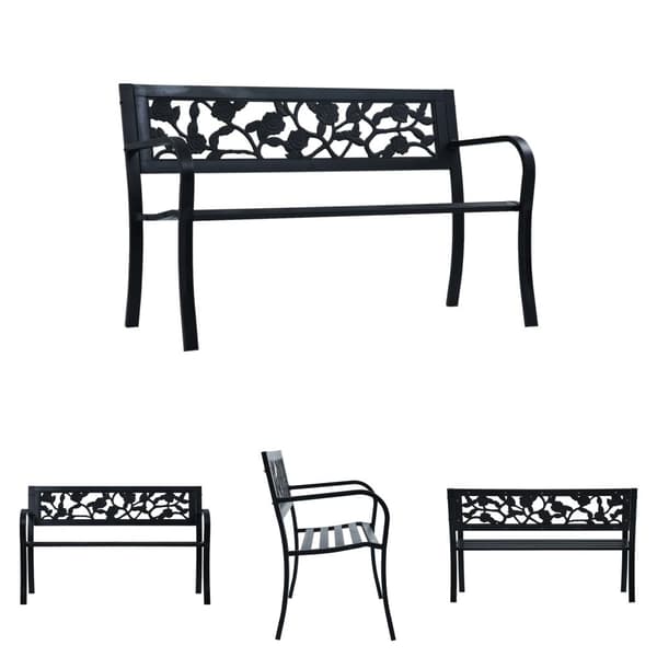 The Living Store havebænk 125 cm stål sort -  Havebænke