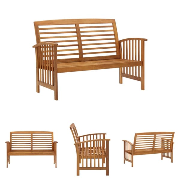 The Living Store Trädgårdsbänk 119 cm massivt akaciaträ -  Trädgårdsbänkar