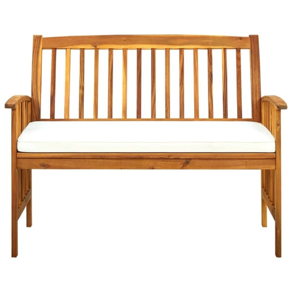 The Living Store Puutarhapenkki tyynyllä 119 cm täysi akasiapuu -  Puutarhapenkit