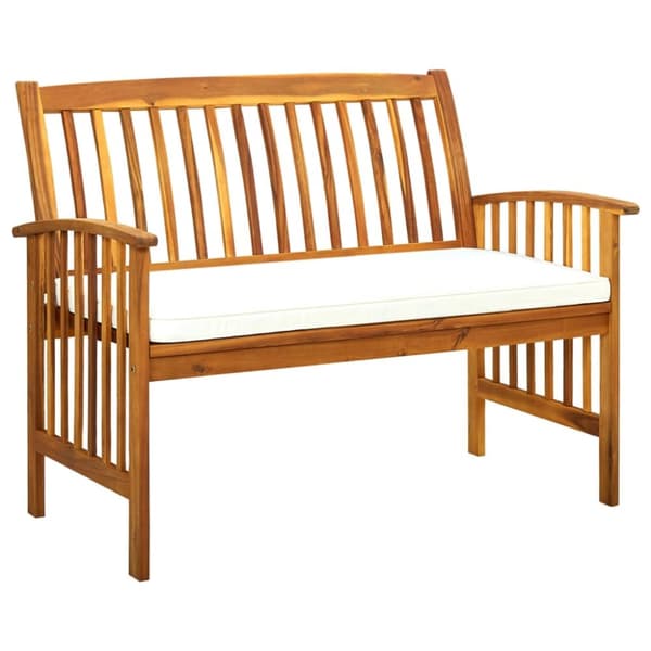 The Living Store Puutarhapenkki tyynyllä 119 cm täysi akasiapuu -  Puutarhapenkit