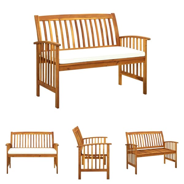 The Living Store Puutarhapenkki tyynyllä 119 cm täysi akasiapuu -  Puutarhapenkit