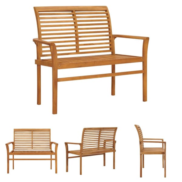 The Living Store Puutarhapenkki 112 cm täysi tiikki -  Puutarhapenkit
