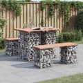 Miniatyrbild 2 av 9: The Living Store Trädgårdsbänk gabion-design 100x70x72 cm massivt douglasträ -  Trädgårdsbänkar