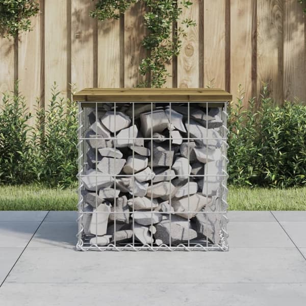 The Living Store Trädgårdsbänk gabion-design 43x44x42 cm tryckimpregnerad furu -  Trädgårdsbänkar
