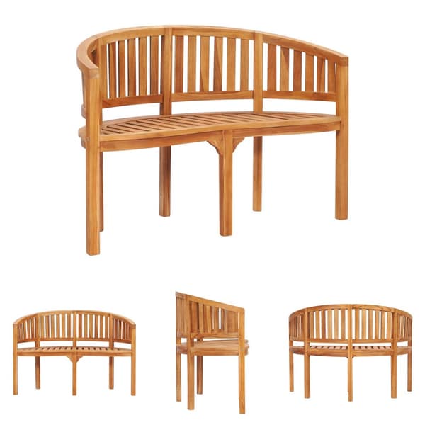 The Living Store bananbænk 120 cm massivt teaktræ - Havebænke