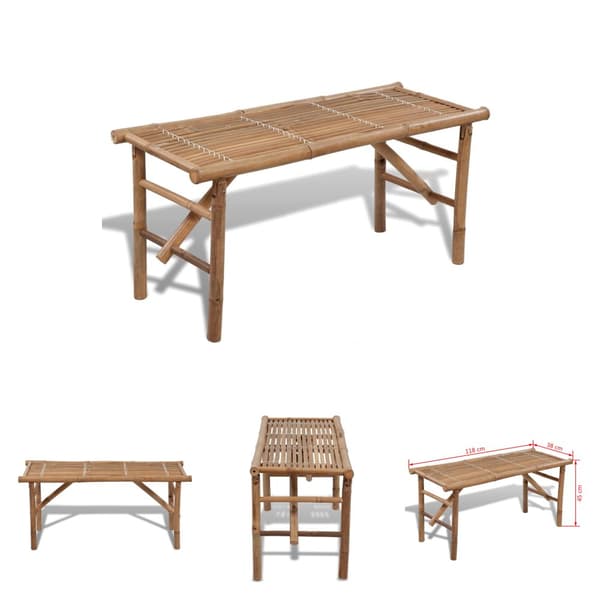The Living Store foldbar havebænk 118 cm bambus -  Havebænke