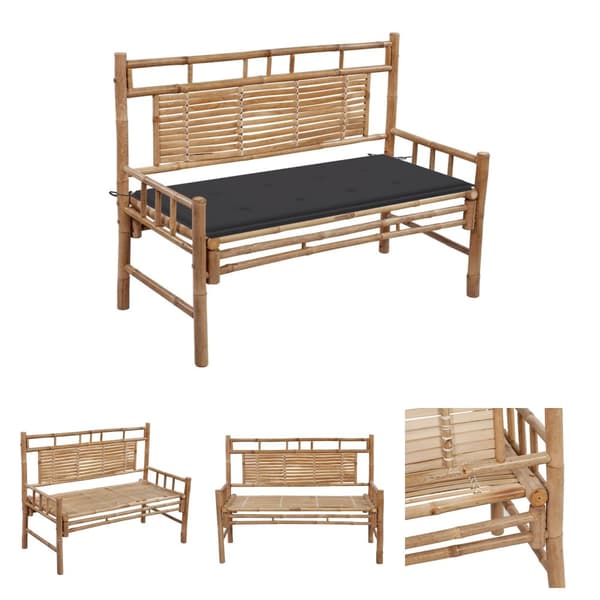 The Living Store havebænk med hynde 120 cm bambus -  Havebænke