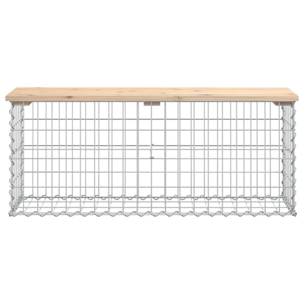 The Living Store havebænk med gabiondesign 103x31,5x42 cm massivt fyrretræ -  Havebænke