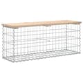 Miniatyrbillede 6 af 9: The Living Store havebænk med gabiondesign 103x31,5x42 cm massivt fyrretræ -  Havebænke