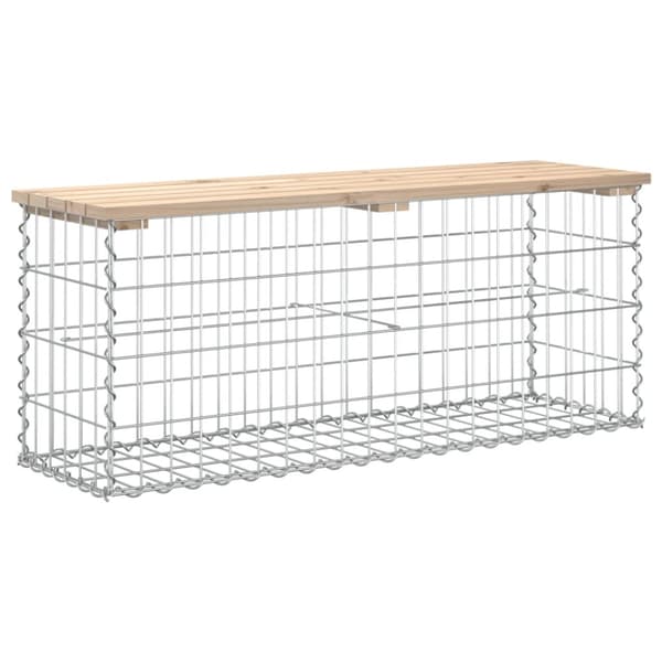 The Living Store havebænk med gabiondesign 103x31,5x42 cm massivt fyrretræ -  Havebænke