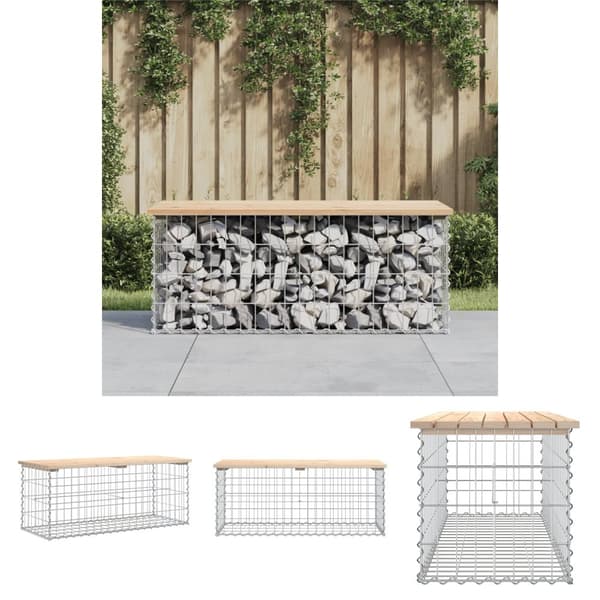 The Living Store Trädgårdsbänk gabion-design 103x44x42 cm massiv furu -  Trädgårdsbänkar