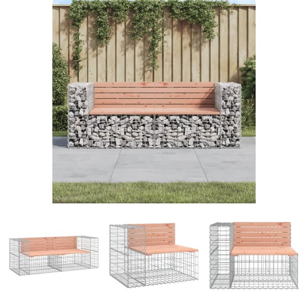 The Living Store Trädgårdsbänk gabiondesign 184x71x65,5 cm massivt douglasträ -  Trädgårdsbänkar