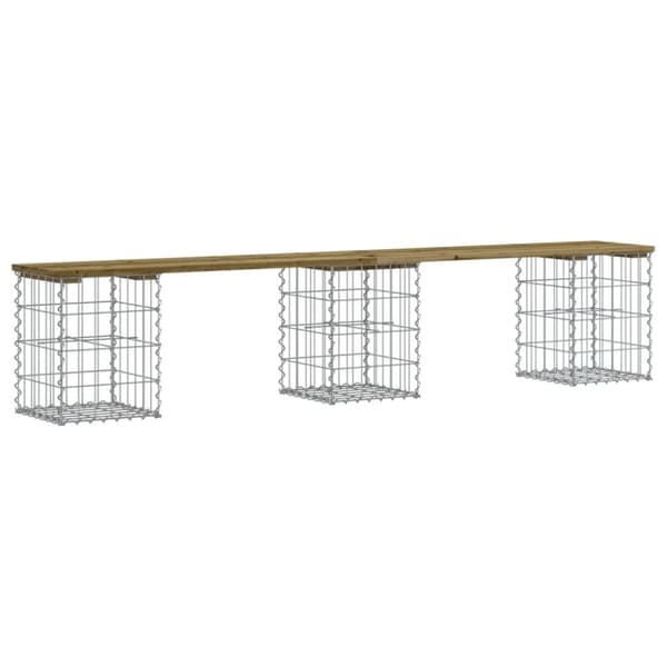 The Living Store Trädgårdsbänk gabion-design 203x31x42 cm tryckimpregnerad furu -  Trädgårdsbänkar