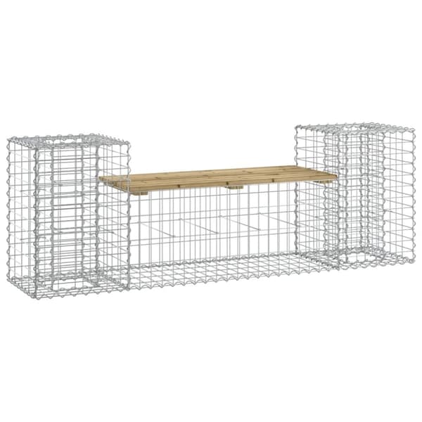 The Living Store Trädgårdsbänk gabiondesign 183x41x60,5 cm impregnerad furu -  Trädgårdsbänkar