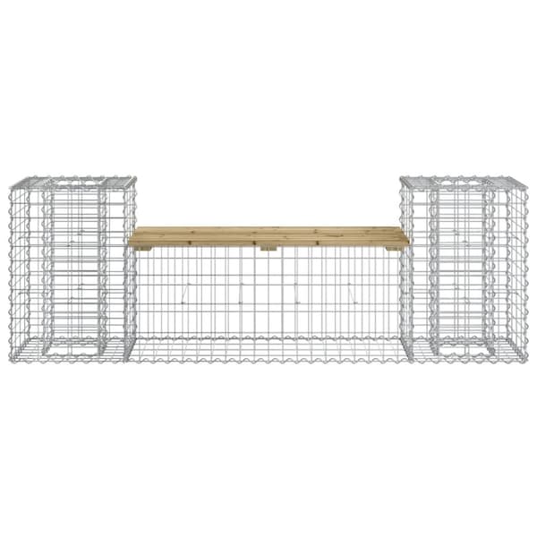 The Living Store Trädgårdsbänk gabiondesign 183x41x60,5 cm impregnerad furu -  Trädgårdsbänkar