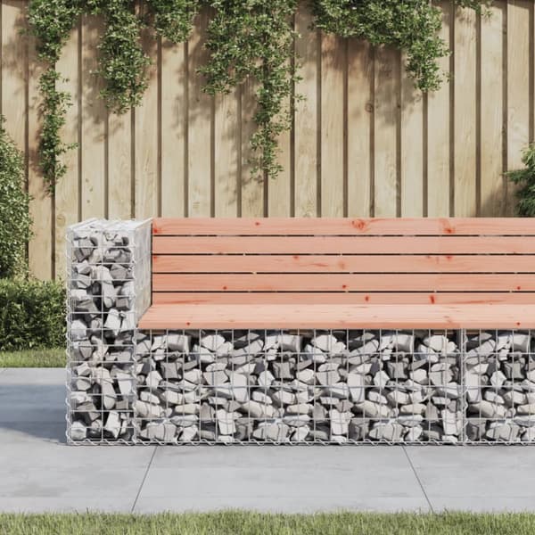 The Living Store havebænk med gabiondesign 122x71x65,5 cm massivt douglasgran -  Havebænke