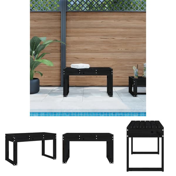 The Living Store havebænk 80x38x45 cm massivt fyrretræ sort -  Havebænke
