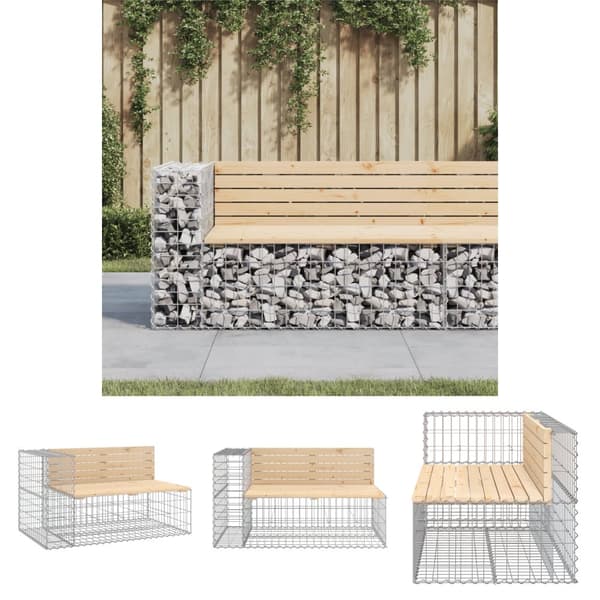 The Living Store havebænk med gabiondesign 122x71x65,5 cm massivt fyrretræ -  Havebænke