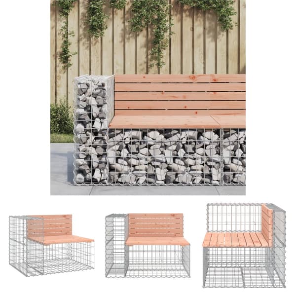 The Living Store havebænk med gabiondesign 92x71x65,5 cm massivt douglasgran -  Havebænke