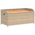 Pikkukuva 3 / 11: The Living Store Säilytyspenkki beige 100x50x52 cm polyrottinki ja akasiapuu -  Puutarhapenkit