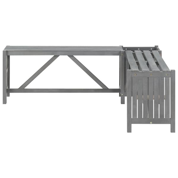 Puutarhapenkit - Living Kulmapenkki kukkalaatikolla 117 cm täysi akaasiapuu harmaa