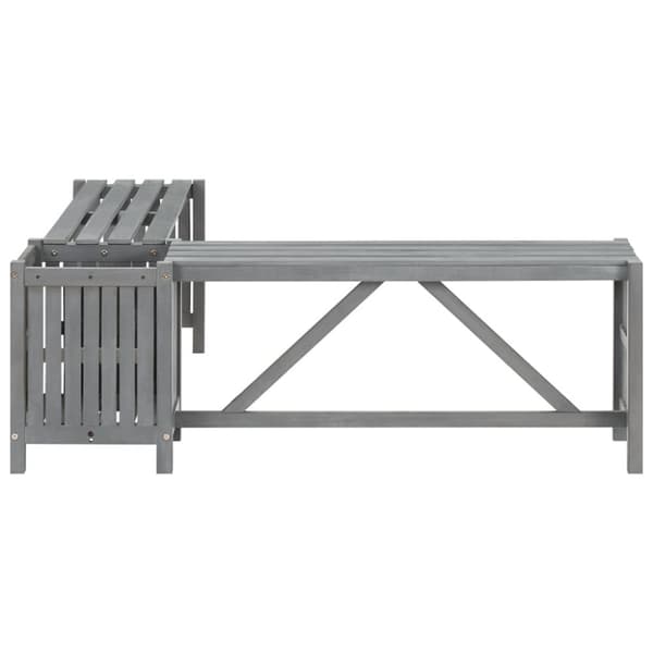 Puutarhapenkit - Living Kulmapenkki kukkalaatikolla 117 cm täysi akaasiapuu harmaa