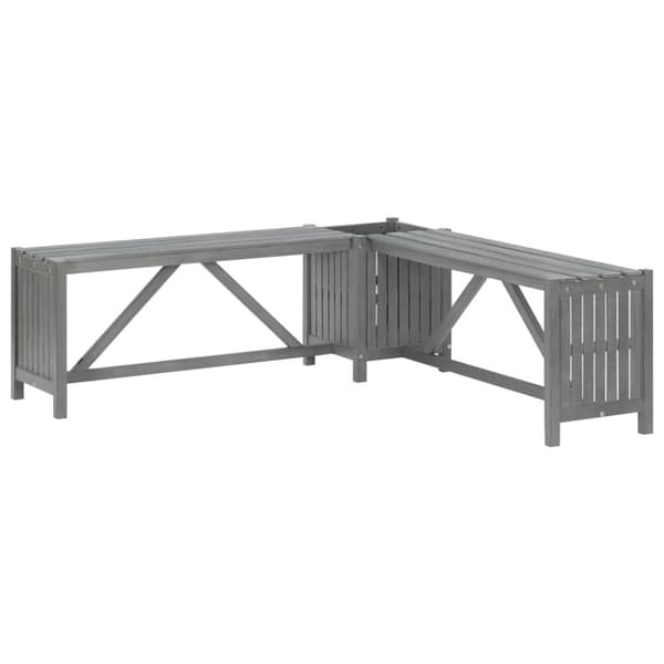 Puutarhapenkit - Living Kulmapenkki kukkalaatikolla 117 cm täysi akaasiapuu harmaa