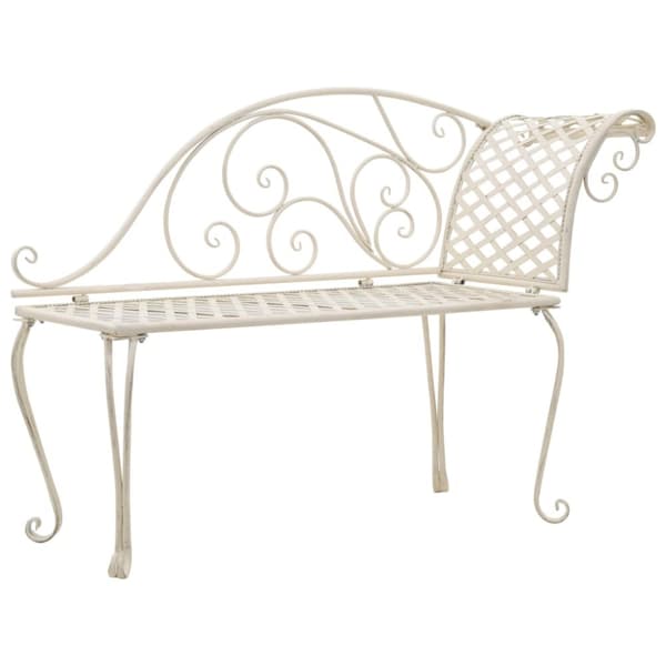 Puutarhapenkit - Living Puutarhapenkki 128 cm metalli antiikinvalkoinen