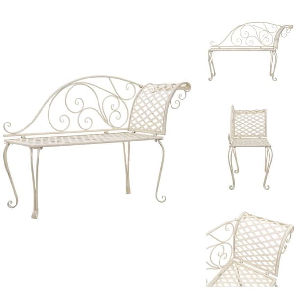 Havebænke - Living chaiselong til haven 128 cm metal antik hvid