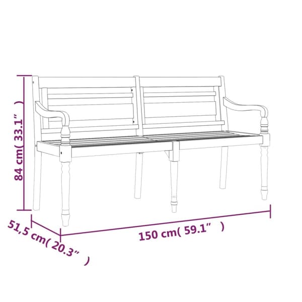 Puutarhapenkit - Living Batavia-penkki 150 cm täysi tiikki
