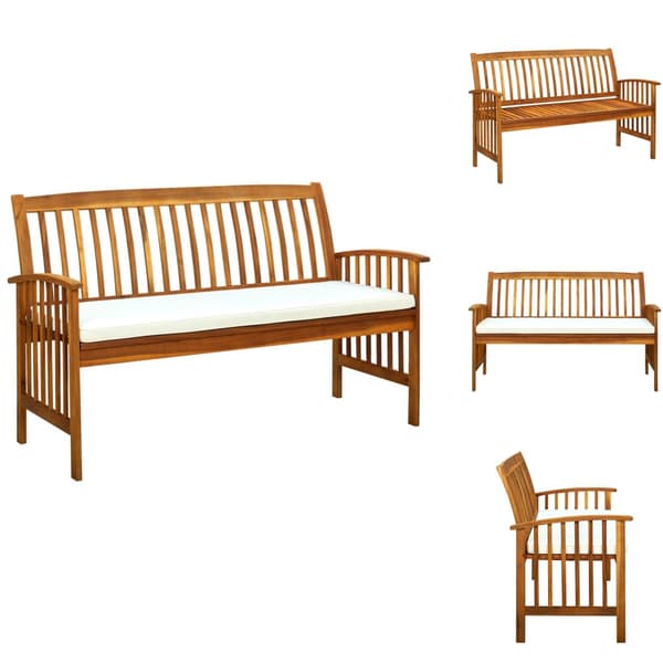 Puutarhapenkit - Living Puutarhapenkki tyynyllä 147 cm täysi akasiapuu