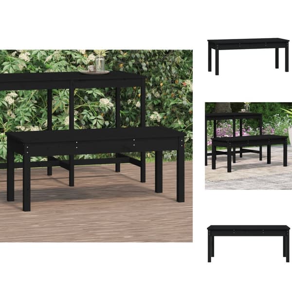 Havebænke - Living havebænk 109x44x45 cm massivt fyrretræ sort