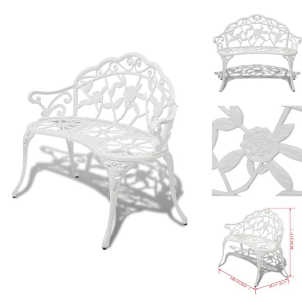 Trädgårdsbänkar - Living Trädgårdsbänk 100 cm gjuten aluminium vit