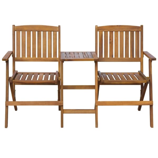 Trädgårdsbänkar - Living Hopfällbar trädgårdsbänk med tebord 140 cm massivt akaciaträ