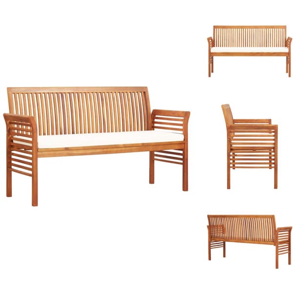 Puutarhapenkit - Living 3-istuttava Puutarhapenkki tyynyllä 150 cm täysi akasiapuu