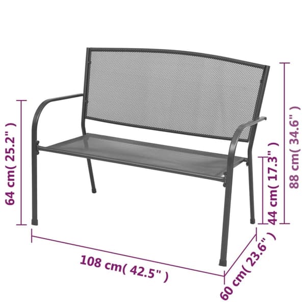 Trädgårdsbänkar - Living Trädgårdsbänk 108 cm stål och nät antracit
