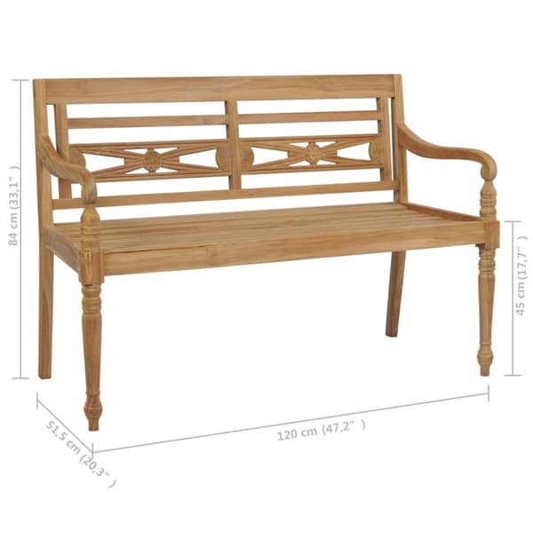 Puutarhapenkit - Living Batavia-penkki 120 cm antrasiitti tyyny 120 cm täysi tiikki