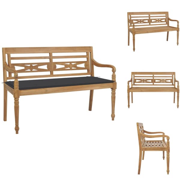 Puutarhapenkit - Living Batavia-penkki 120 cm antrasiitti tyyny 120 cm täysi tiikki