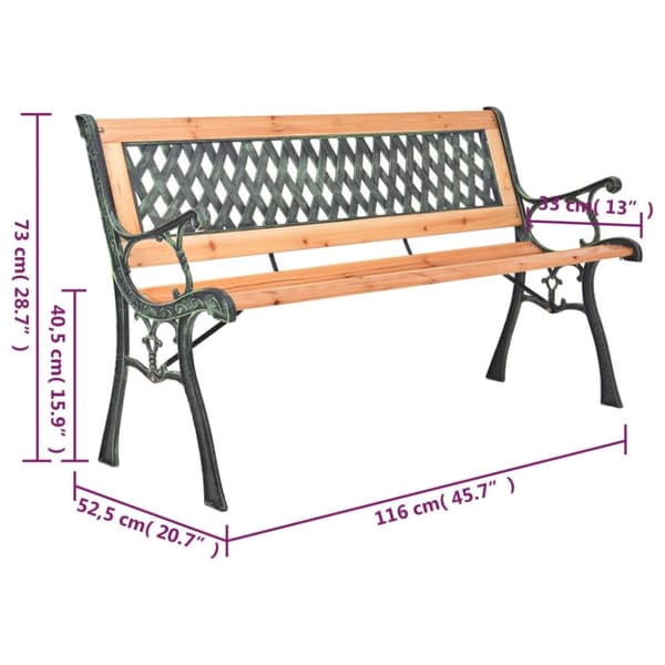 Trädgårdsbänkar - Living Trädgårdsbänk 116 cm gjutjärn och massivt granträ