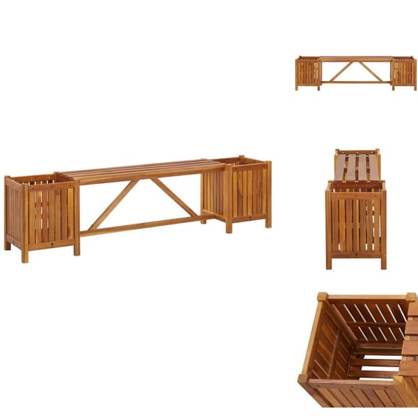 Havebænke - Living havebænk med 2 plantekasser 150x30x40 cm massivt akacietræ