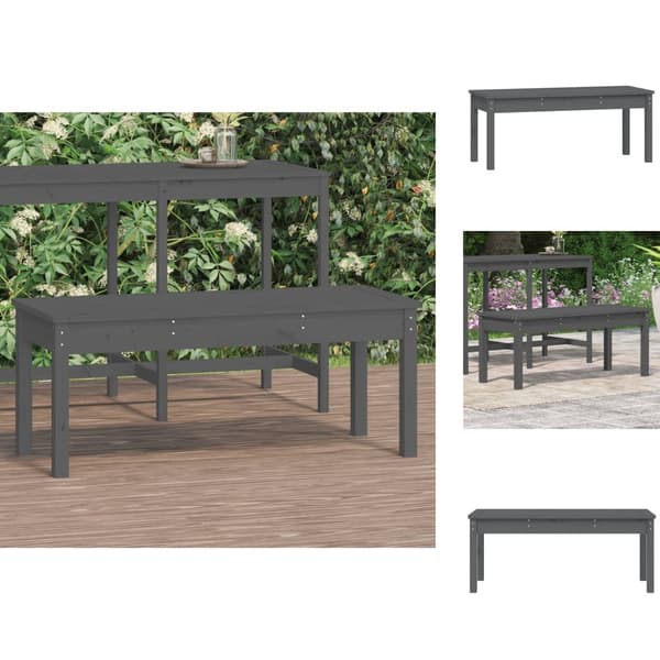 Havebænke - Living havebænk 109x44x45 cm massivt fyrretræ grå