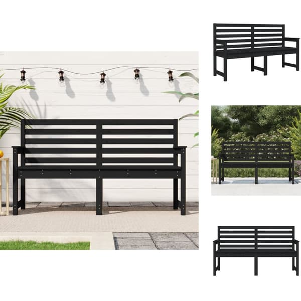 Trädgårdsbänkar - Living Trädgårdsbänk svart 159,5x48x91,5 cm massiv furu