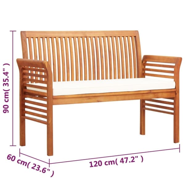 Puutarhapenkit - Living 2-istuttava Puutarhapenkki tyynyllä 120 cm täysi akasiapuu