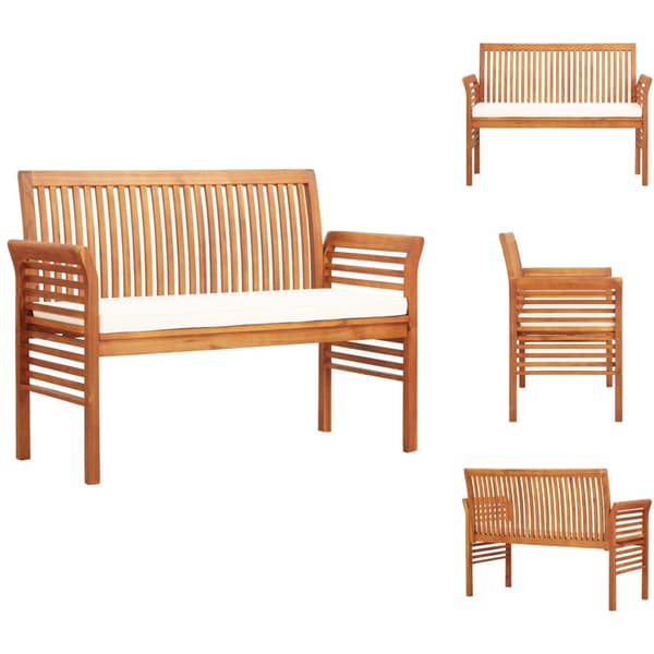 Puutarhapenkit - Living 2-istuttava Puutarhapenkki tyynyllä 120 cm täysi akasiapuu