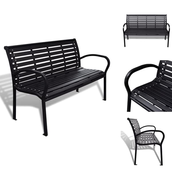 Trädgårdsbänkar - Living Trädgårdsbänk 125 cm stål och WPC svart